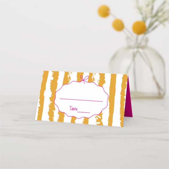 Whimsical Stripes Handskriven Målad Bröllop  Placeringskort (Framsida)