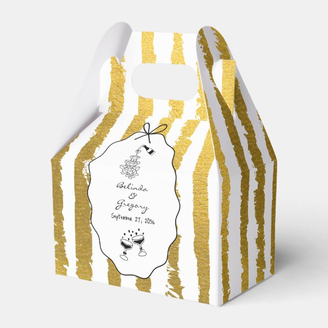 Whimsical Stripes Handskriven Målad Bröllop  Presentaskar (Framsidan Sidan)