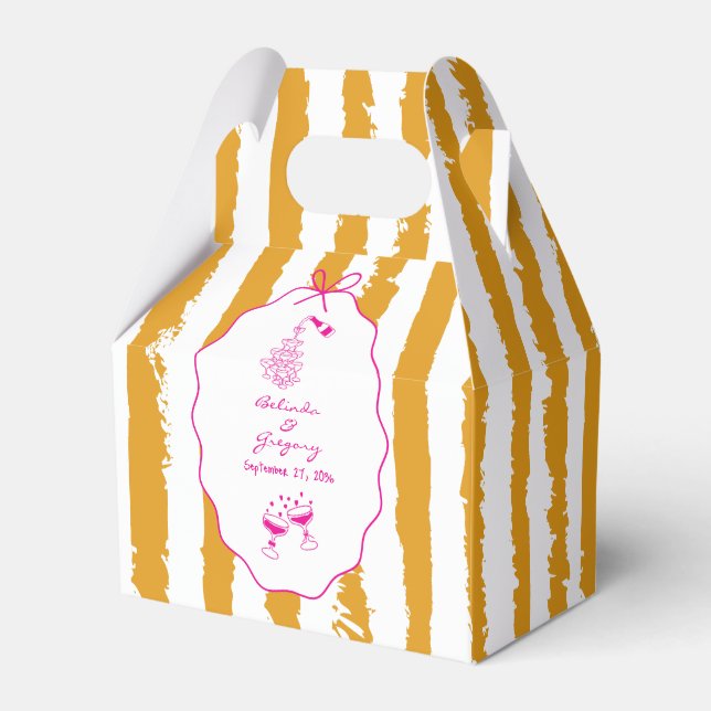 Whimsical Stripes Handskriven Målad Bröllop  Presentaskar (Framsidan Sidan)