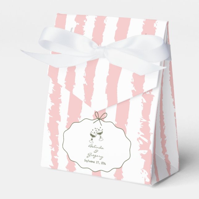 Whimsical Stripes Handskriven Målad Bröllop  Presentaskar (Framsidan Sidan)