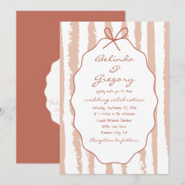 Whimsical Stripes Handwritten Painted Wedding  Inbjudningar