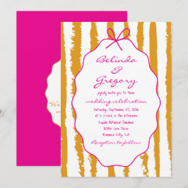 Whimsical Stripes Handwritten Painted Wedding  Inbjudningar