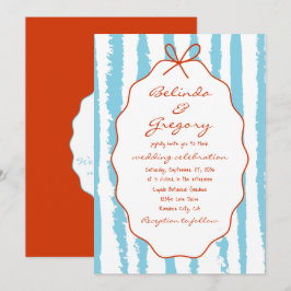 Whimsical Stripes Handwritten Painted Wedding  Inbjudningar