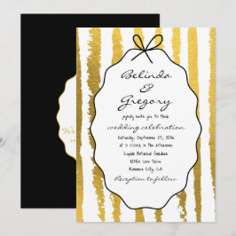 Whimsical Stripes Handwritten Painted Wedding  Inbjudningar