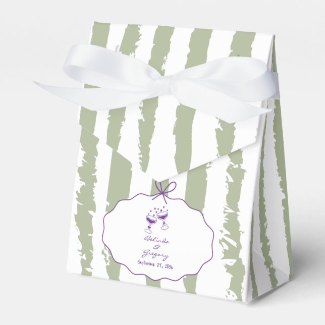 Whimsical Stripes Handwritten Painted Wedding  Presentaskar (Framsidan Sidan)