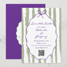 Whimsical Stripes Handwritten Painted Wedding  Spara Datumet
