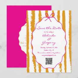 Whimsical Stripes Handwritten Painted Wedding  Spara Datumet