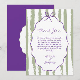 Whimsical Stripes Handwritten Painted Wedding  Tack Kort