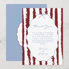 Whimsical Stripes Handwritten Painted Wedding  Tack Kort