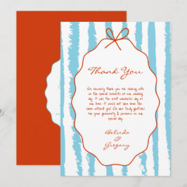 Whimsical Stripes Handwritten Painted Wedding  Tack Kort