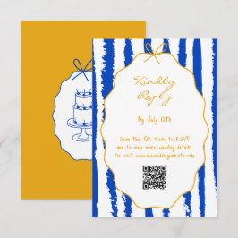 Whimsical Stripes Handwritten Painted Wedding  Tilläggskort