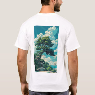 Whimsical Studio Ghibli Inspired Träd och Sparrow T Shirt