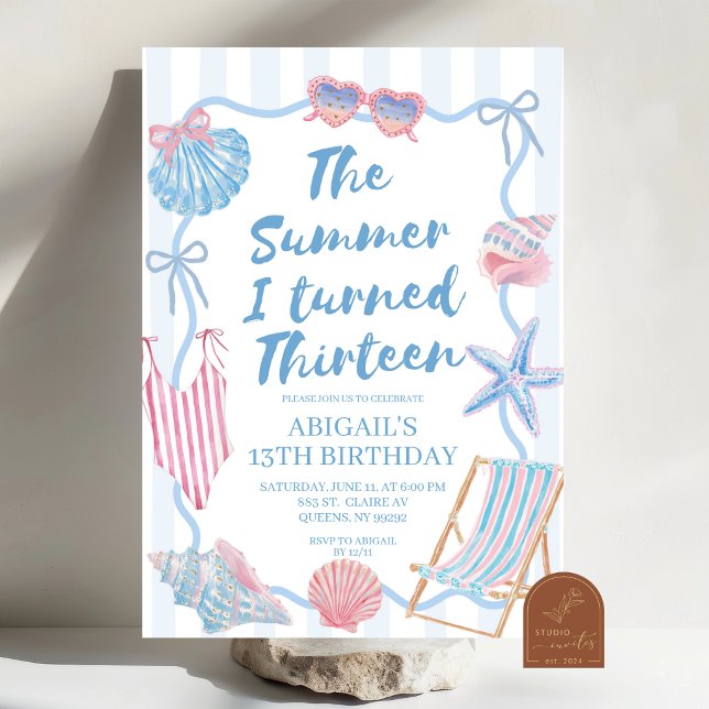 Whimsical Summer jag fyllde tretton TONÅRS födelse Inbjudningar (Skapare uppladdad)