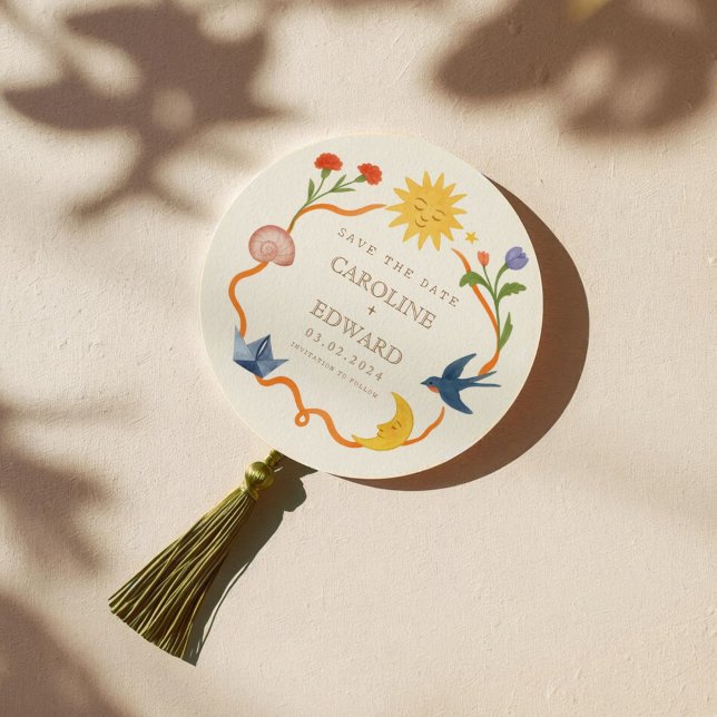 Whimsical Sun and Moon Round Save the Date  Inbjudningar (Skapare uppladdad)
