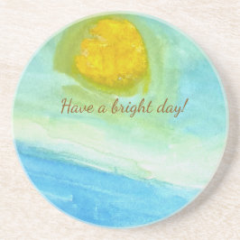 Whimsical Sun Watercolor "Have a Bright Day" Underlägg