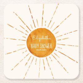 Whimsical Sunshine Baby Shower Underlägg Papper Kvadrat