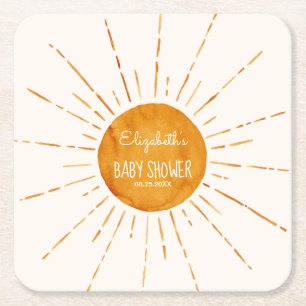 Whimsical Sunshine Baby Shower Underlägg Papper Kvadrat