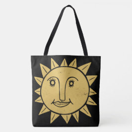 Whimsical Sunshine Black Guld Boho Mönster Tygkasse