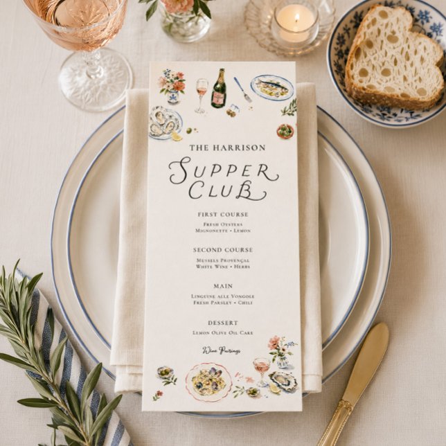 Whimsical Supper Club Middagsmeny Meny (Skapare uppladdad)
