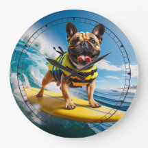Whimsical Surfing Fransk Bulldog