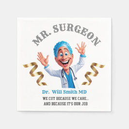 Whimsical Surgeon Cartoon Art for Doctor Appreciat Pappersservett