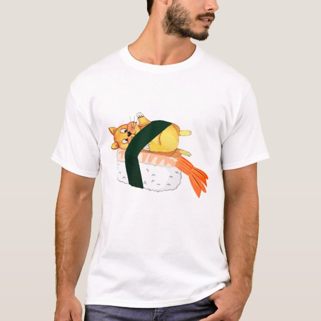 Whimsical Sushi Cats: Nerdy Charm Funny och Cute T Shirt (Framsida)