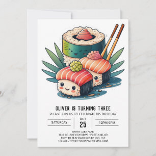 Whimsical Sushi Nattfödelsedag Inbjudningar