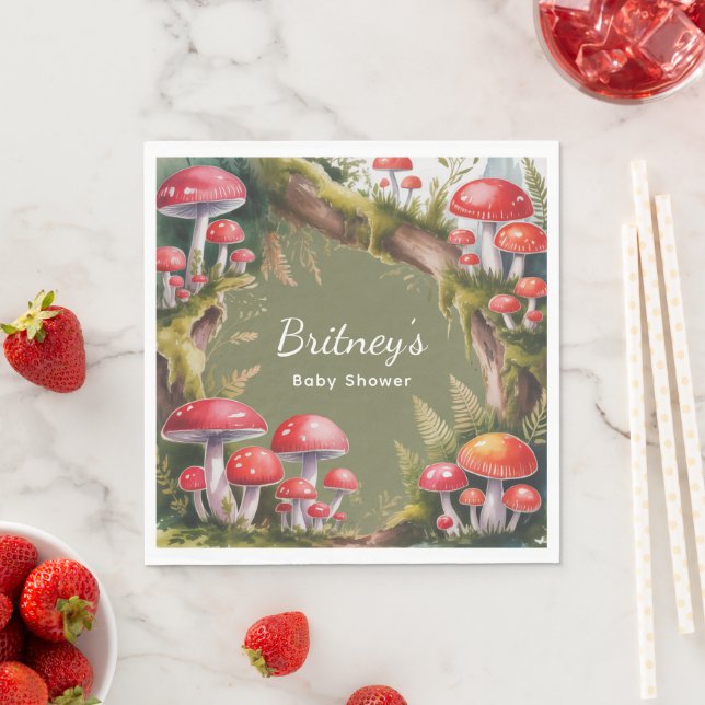 Whimsical Svamp Baby Shower Pappersservett (Insitu)