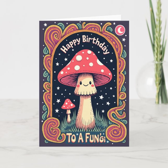 Whimsical Svamp Födelsedagskort Kort (Framsida)