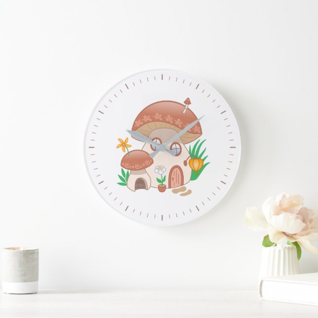 Whimsical svamp hus för älvor stor klocka (Hem)