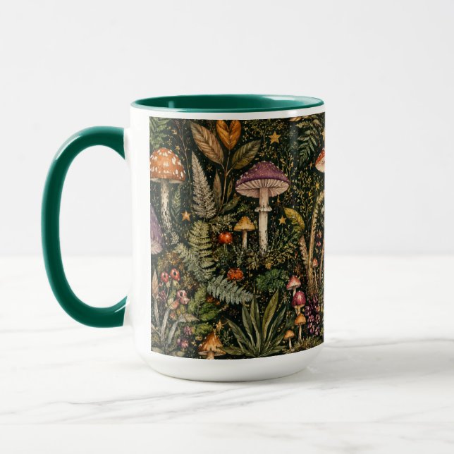 Whimsical Svamp Morgon Kaffe Mugg Estetik (Vänster)