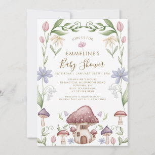Whimsical Svamp Skog Bebis Badrumsfest Inbjudningar