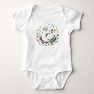 Whimsical Svane Illustration   Kawaii Fågel Design T Shirt