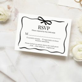 Whimsical svart flugsvarta bröllopsmeny Val RSVP OSA Kort