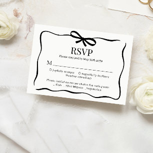 Whimsical svart flugsvarta bröllopsmeny Val RSVP OSA Kort