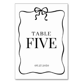 Whimsical svart flugsvarta monogram bröllop bordsnummer