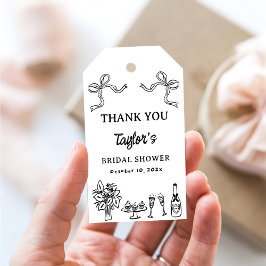 Whimsical svart handritad bröllopsdusch presentetikett