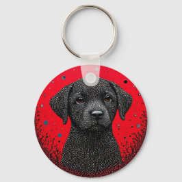 Whimsical Svart Hund Nyckelring