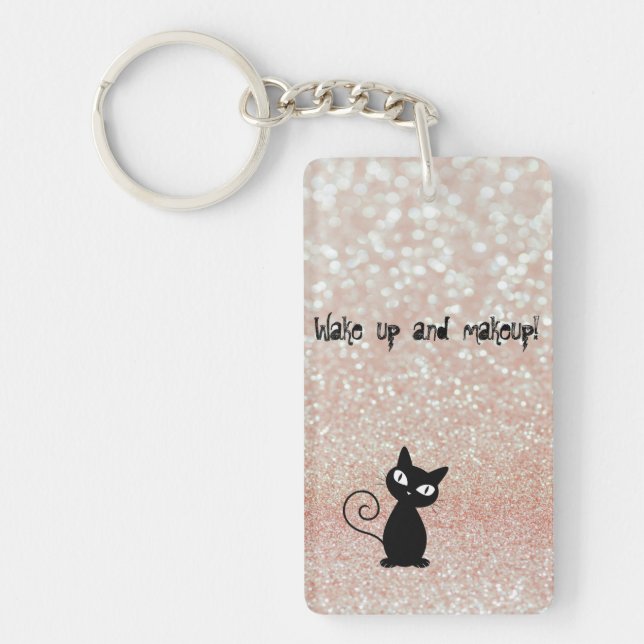 Whimsical svart katt glittery-Vakna och sminka (Framsidan)