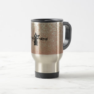 Whimsical svart katt glittery-Vakna och sminka Resemugg