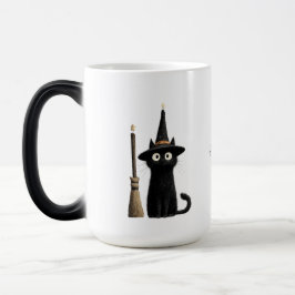Whimsical Svart Katt God Halloween Magisk Mugg