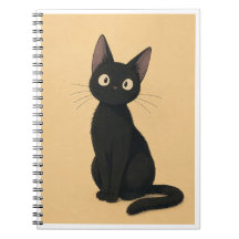 Whimsical svart katt inspirerad anteckningsbok