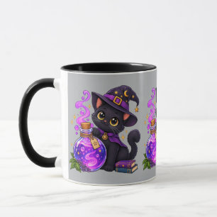 Whimsical Svart Katt Potion Häxa Söt Magi Kaffe Mugg