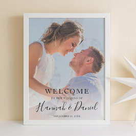 Whimsical Svart Modern Foto Bröllopsvälkomst Poster