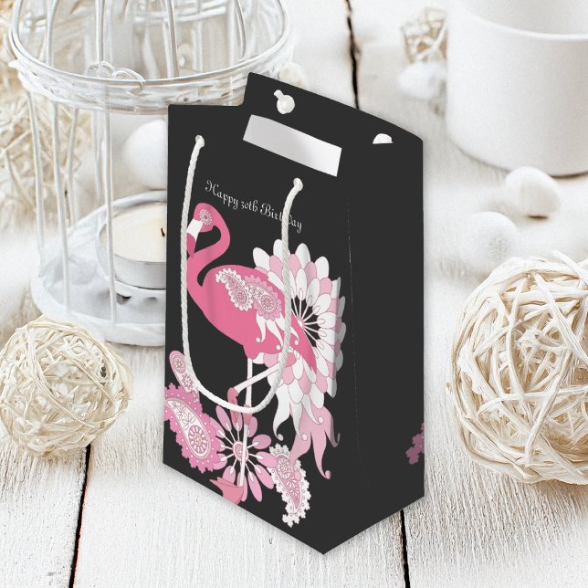 Whimsical Svart Rosa Flamingo Födelsedag (Skapare uppladdad)