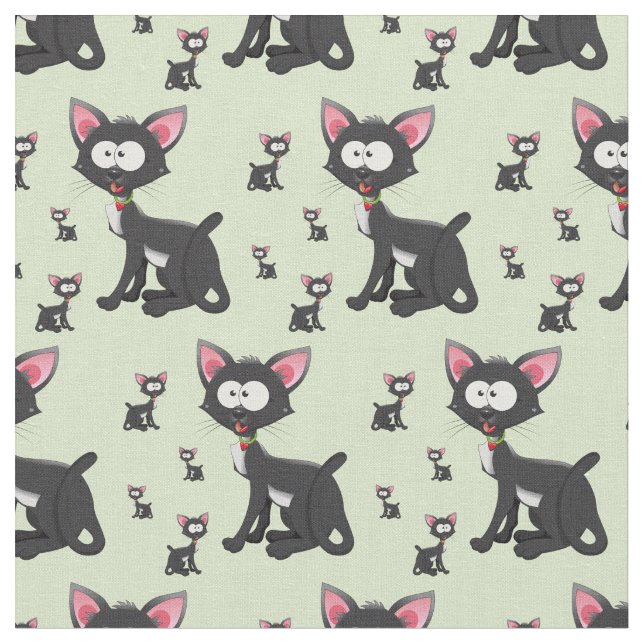 Whimsical Svarta katter Tyg (Närbild)