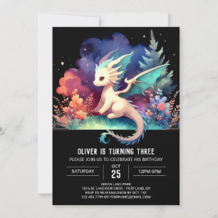 Whimsical Sweet Dragon Birthday Inbjudningar