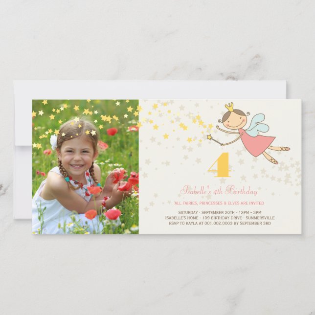 Whimsical Sweet Fairy Princess Girl Födelsedagsfes (Framsida)