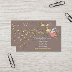 Whimsical Sweet Rosa Fairy Princess & Magic Stars Visitkort
