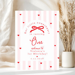 Whimsical Sweetheart 1st Birthday Welcome Poster